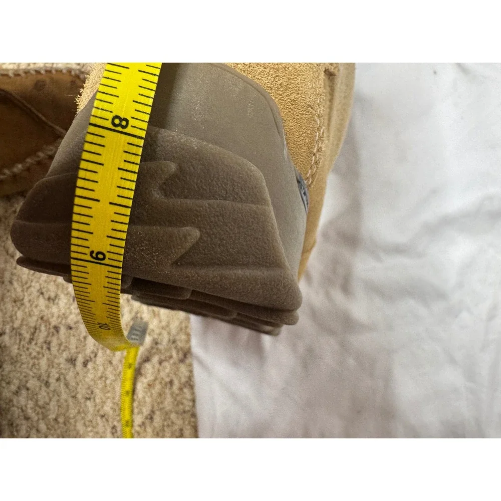 Sports Polartec Tan Suede Winter Boots Faux Fur Trim Embroidered Mid Calf Women
